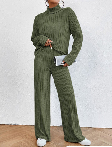 Long Sleeve Wide Leg Pants Two-piece Set