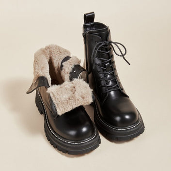 Leather Winter Boots with Zip