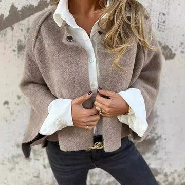 Fall And Winter Loose Short Cashmere Long Sleeve Coat