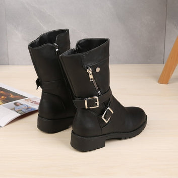 Low Heel Belt Martin Boots