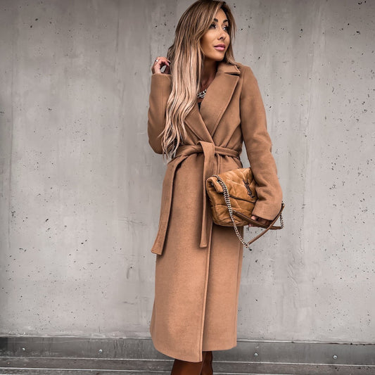 Woolen Coat Simple Fashion V-neck