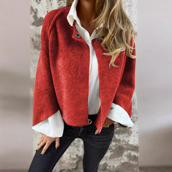 Fall And Winter Loose Short Cashmere Long Sleeve Coat